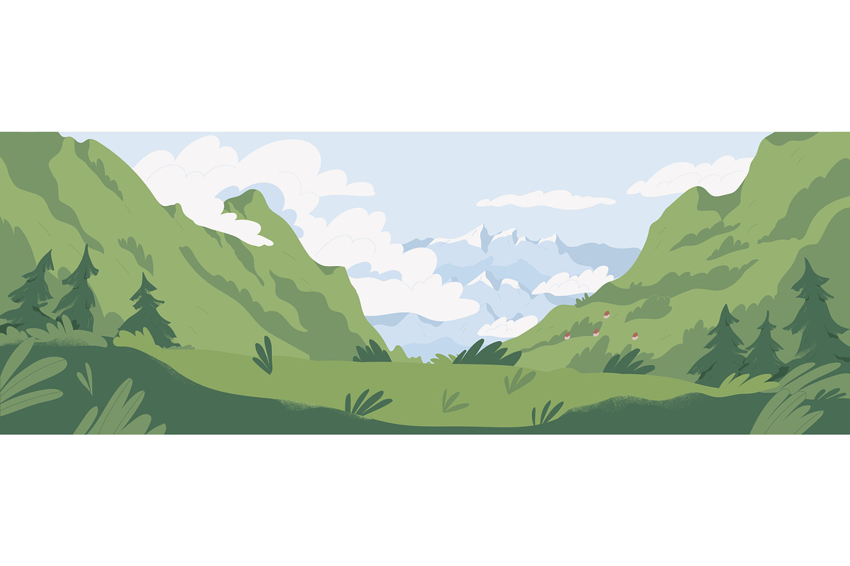 Panoramic mountain landscape, a Seasonal Illustration by Good Studio (Photo 1 of 3)