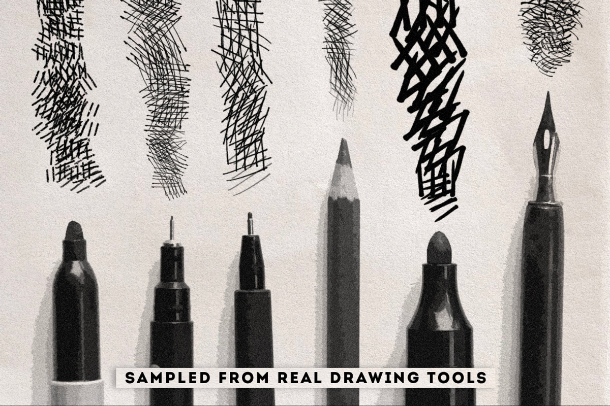 Crosshatching Procreate brushes, a Brush Add-On by MiksKS (Photo 2 of 7)