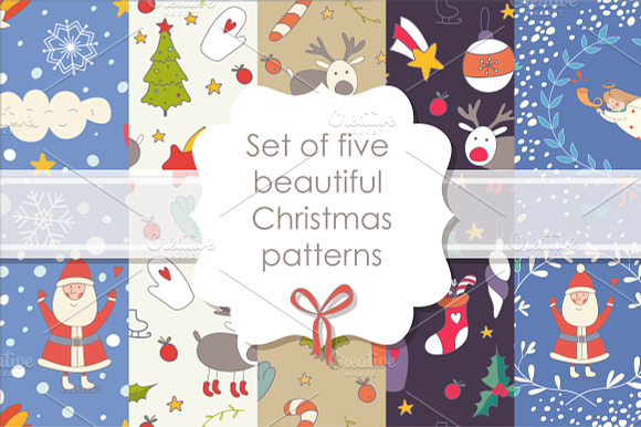 Set Of Christmas Seamless Patterns
