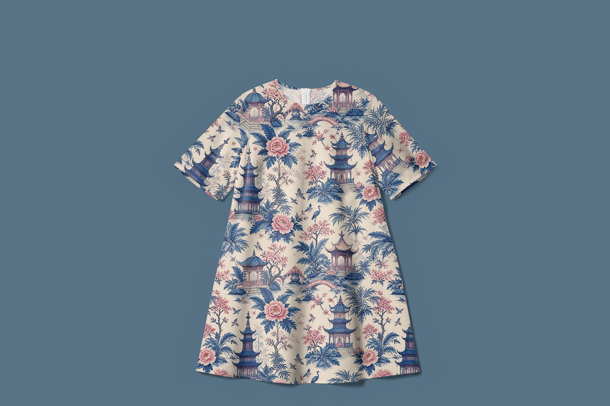 Chinoiserie Pagoda Seamless Pattern, a Pattern Graphic by elif (Photo 4 of 10)