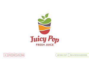 Juicy Pop Fresh Juice Logo, a Branding & Logo Template by muhisya
