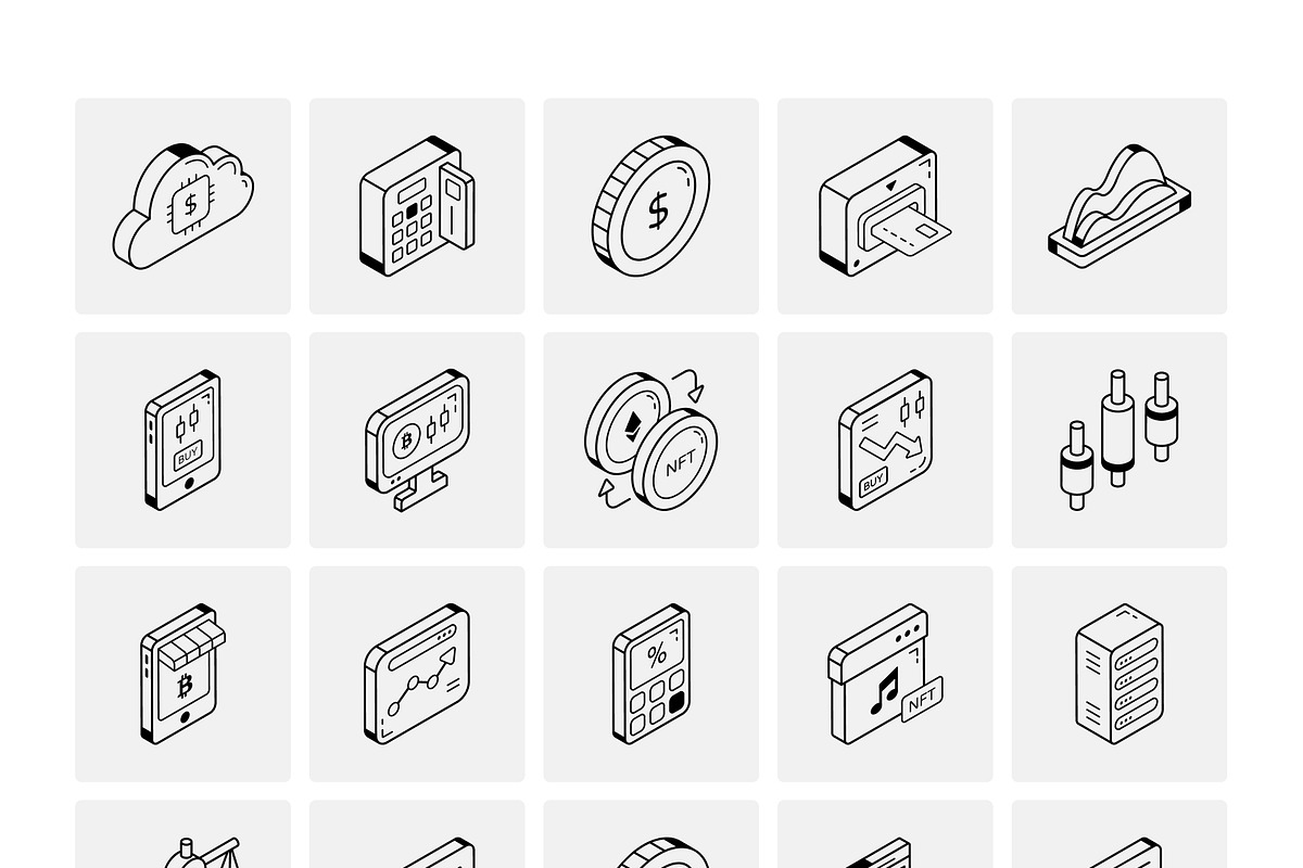 Isometric Fintech and Trade Icons, an Outline Icon by Vectors Market (Photo 5 of 5)