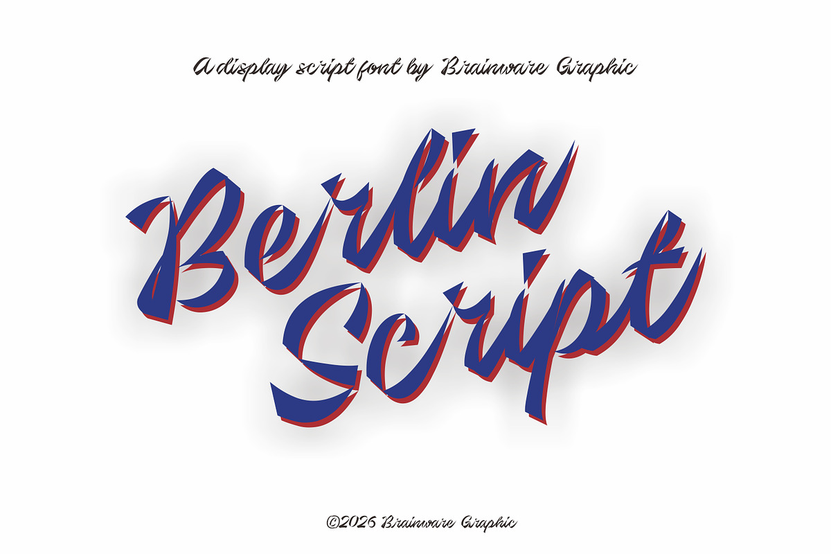 Berlin Script - A Display Script, a Script Font by Brainware Graphic (Photo 1 of 5)