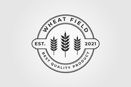 vintage farm and wheat field logo