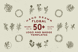 50+ Hand Drawn Floral Logo & Badges