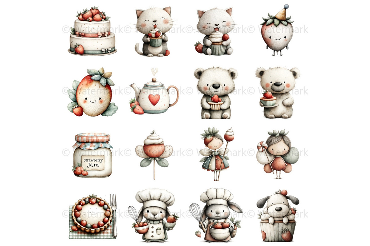 Strawberry Clipart Berry Firth Birth, a Decorative Illustration by Nicole Branger Art (Photo 6 of 26)