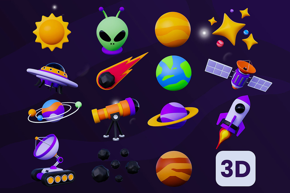 Spaceship Astronaut 3D Icon Pack #1, an Object 3D Model by deviapuspitasari2 (Photo 2 of 2)