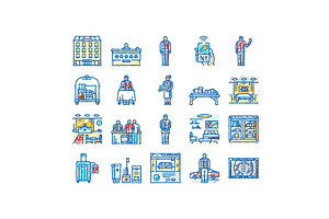 hospitality hotel service icons hand, an Object Illustration by pikepicture