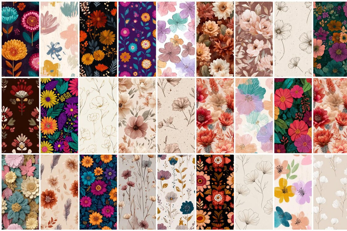 150 Boho Floral Seamless Patterns, a Pattern Graphic by mkStudioLab (Photo 5 of 6)