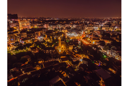 Night top aerial view of the old, an Architecture Photo by Elizaveta Galitskaya