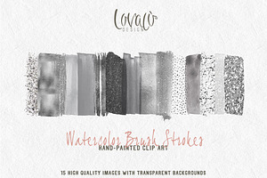Silver Foil Brush Strokes Clipart