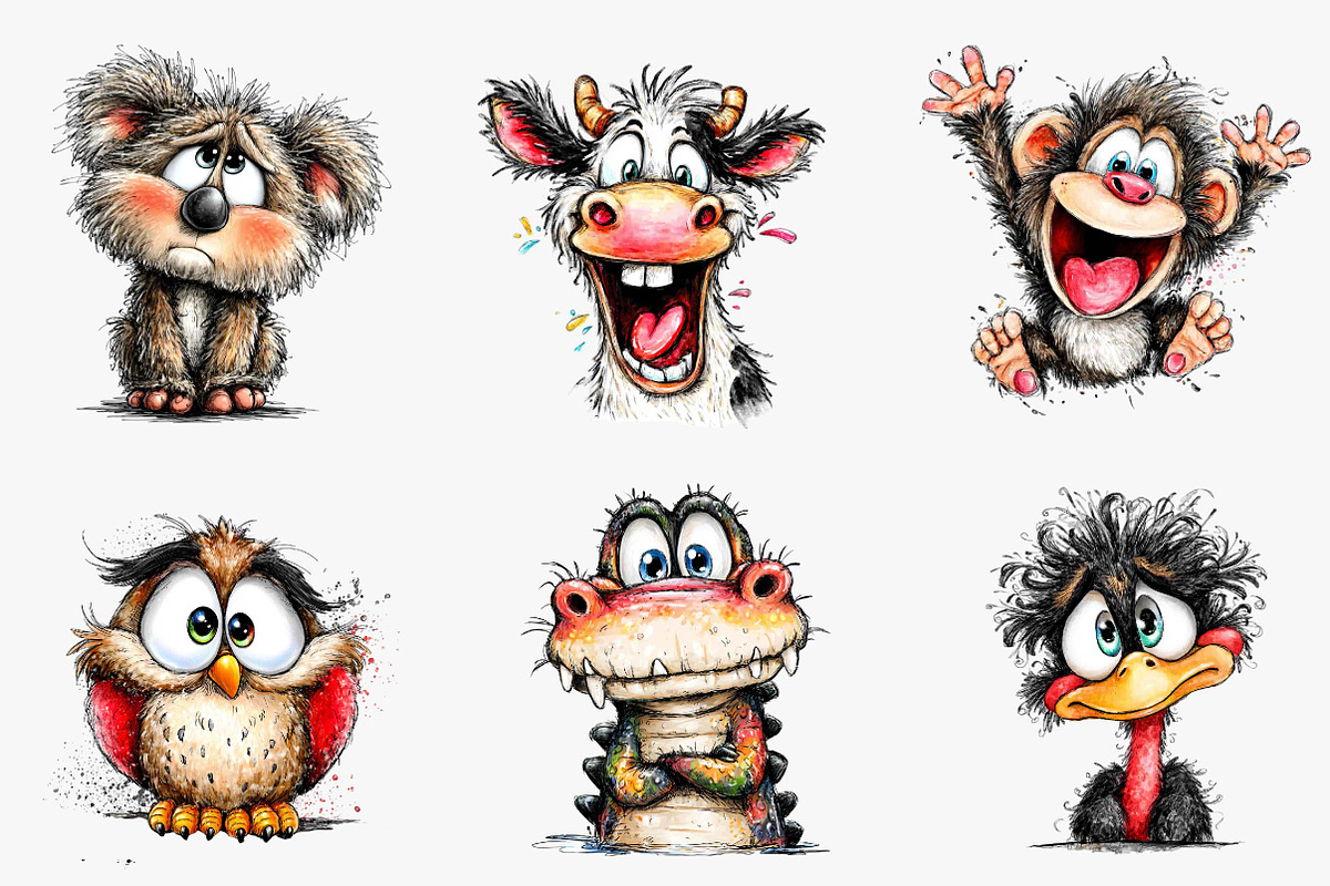 Quirky Funny Animals Clipart, an Illustration by CreationArt (Photo 4 of 5)