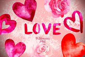 LOVE - Watercolor Clip Art Set