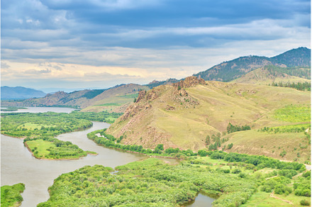 View of the Selenga River from Mount, an Architecture Photo by PhotoXab