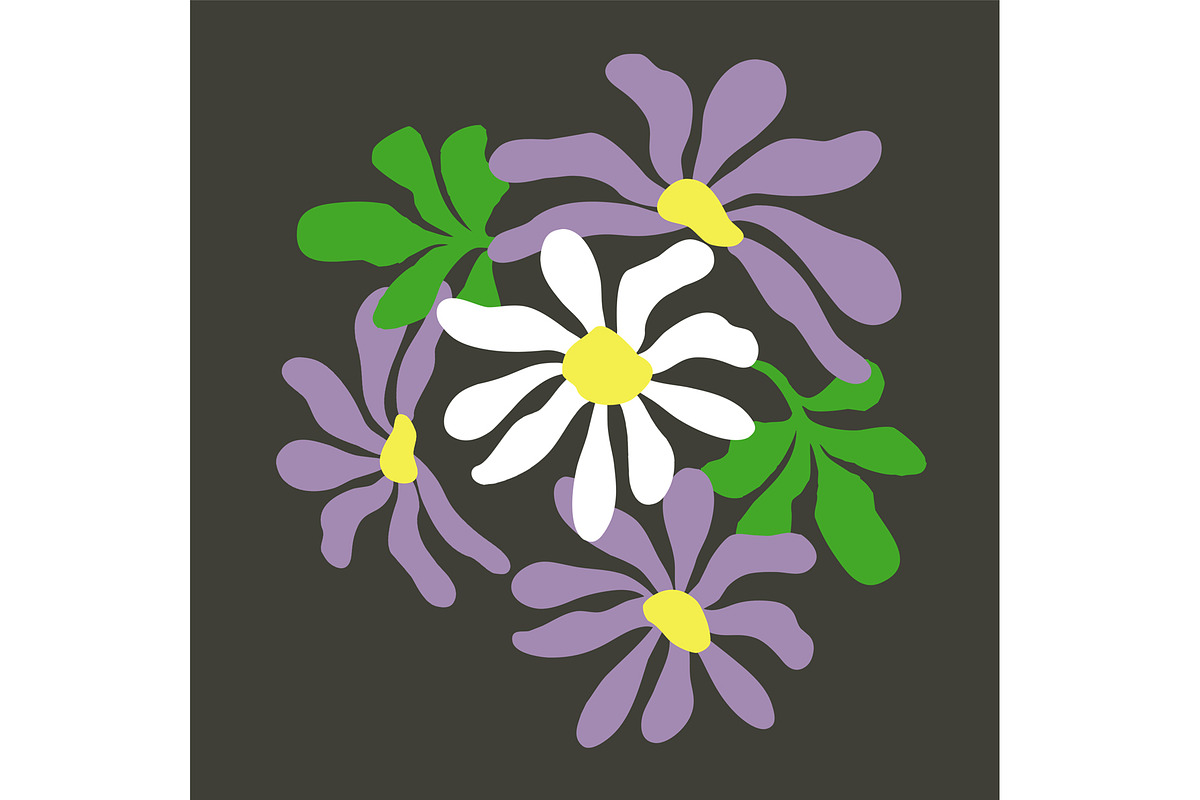Daisies in Purple and White, a Decorative Illustration by Sharon Schwalbe (Photo 5 of 7)