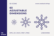 50 Snowflakes Icons, an Outline Icon by vo.stock (Thumbnail 5 of 6)