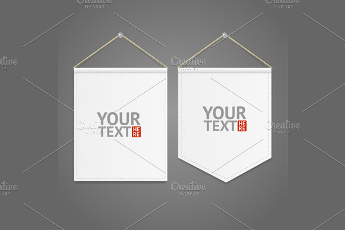 White Pennant Template Hanging, an Object Illustration by Vector and Templates (Photo 2 of 2)