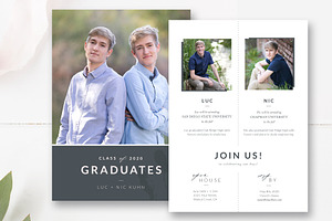 Twins Graduation Announcement PSD