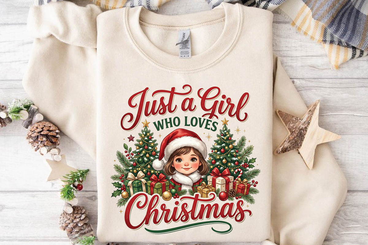 Just a Girl Who Loves Christmas PNG, a Seasonal Illustration by DreamPrint404 (Photo 6 of 6)