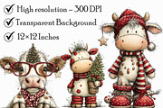 Whimsical Cute Christmas Cows Clipar, an Illustration by Libby Wishes (Thumbnail 7 of 7)