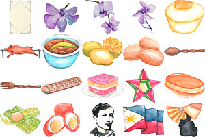 99 PHILIPPINE ICONS! Watercolor PNG