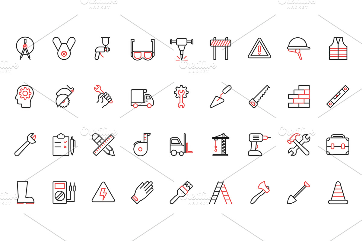 Workers tools industry icons, an Object Illustration by Lemberg Vector