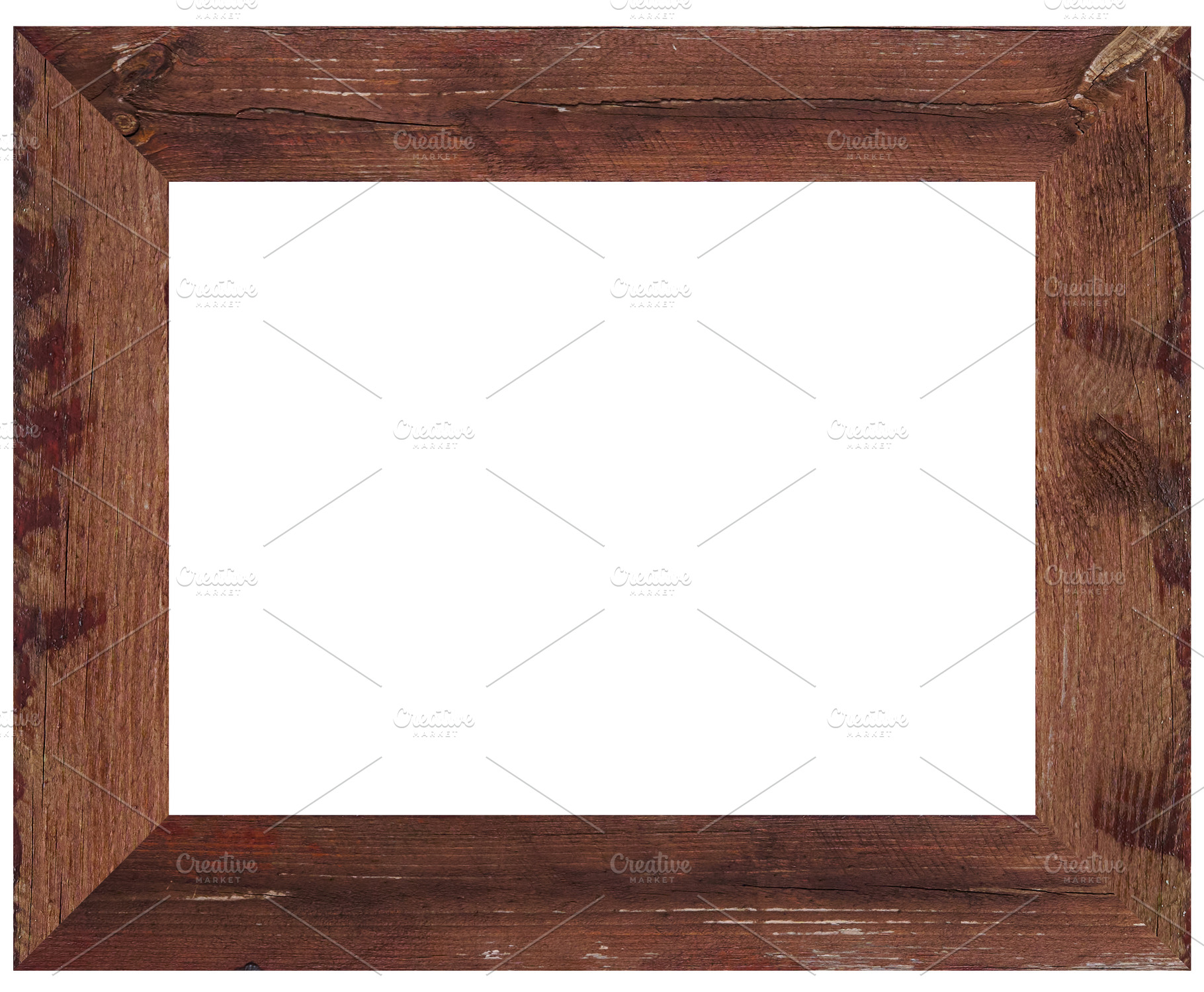 Empty wooden frame made of brown planks on isolated background, an Abstract Photo by ndanko