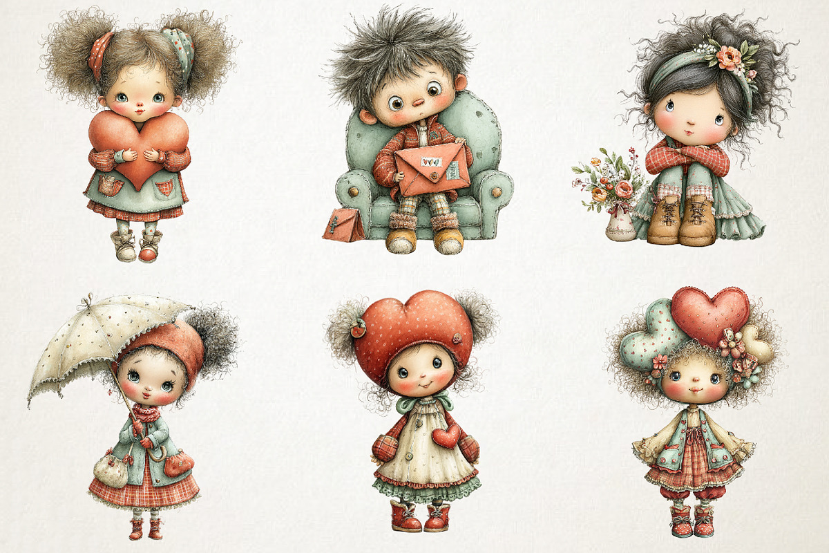 Dreamy Valentine Companions Clipart, a Person Illustration by RobertsArt (Photo 3 of 7)