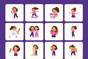 100 Girl Flat Vector Icons, an Emoji Icon by Creative Stall (Thumbnail 8 of 9)