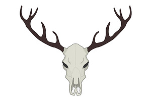 Deer Skull Illustration. Vector