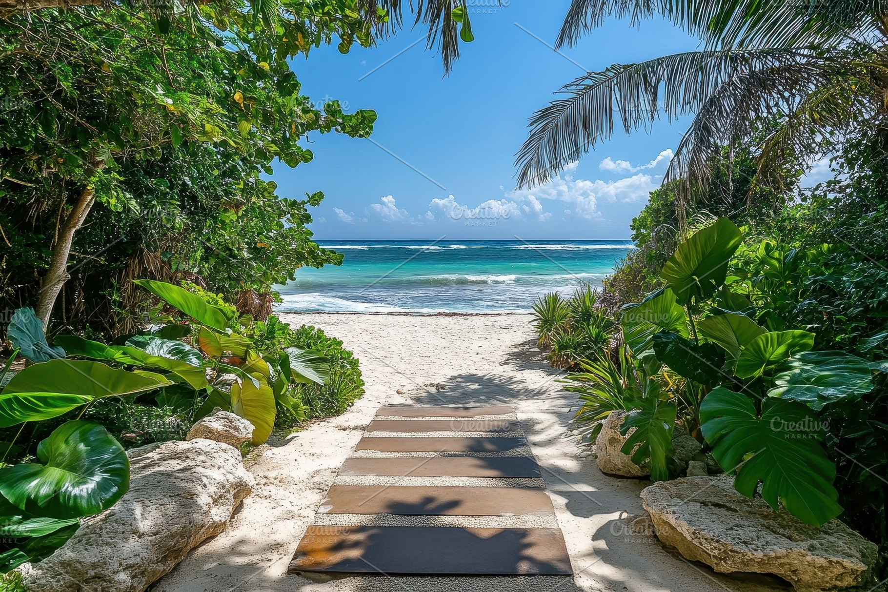 Stunning beach pathway leading to th, a Photo by Iftikhar Alam