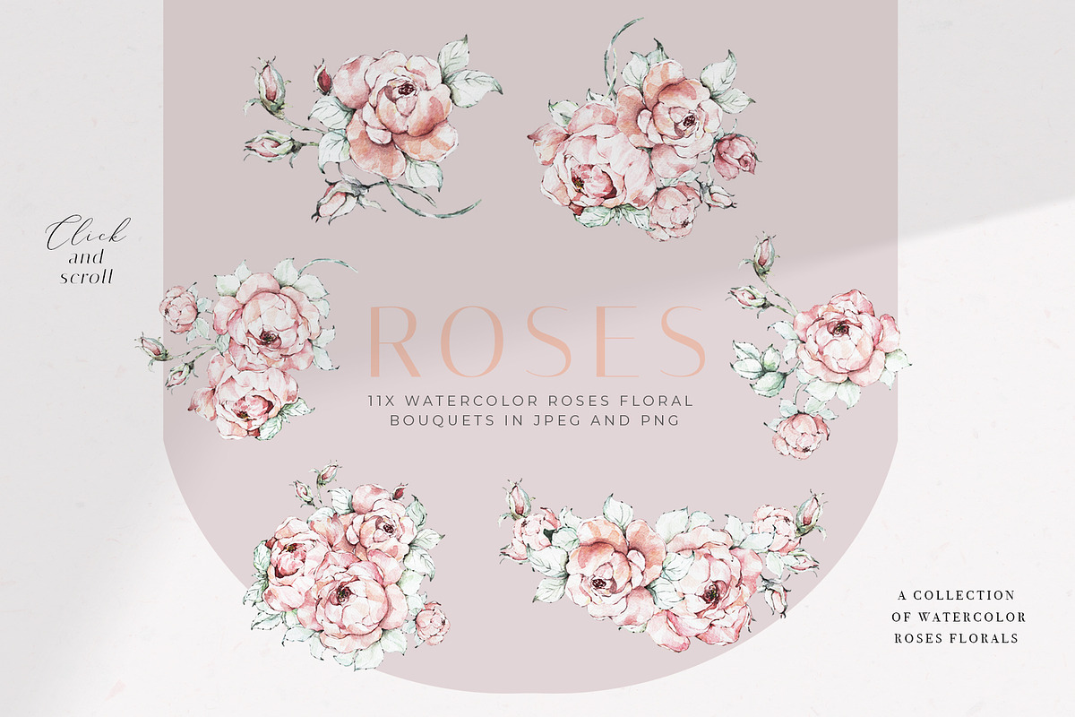 Watercolor Roses Clipart, an Illustration by WalaPalette (Photo 3 of 11)