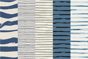 Stripes And Waves Seamless Patterns