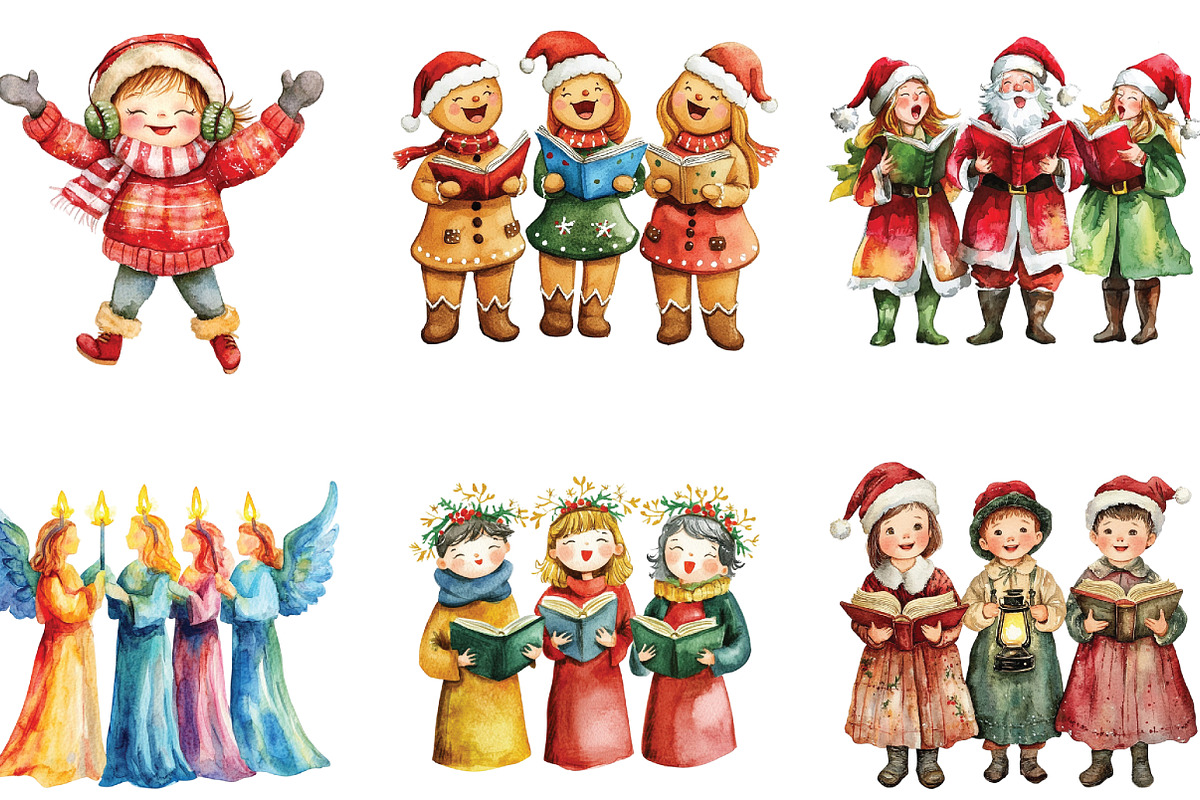 Joyful Carol Singers Christmas PNG, an Illustration by CraftArtStudio (Photo 2 of 6)