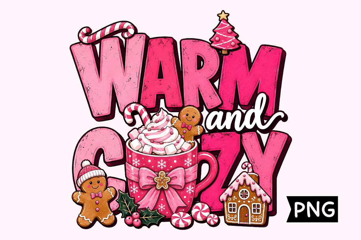 Warm and Cozy Pink Christmas PNG, a Seasonal Illustration by Creative Art (Photo 1 of 3)