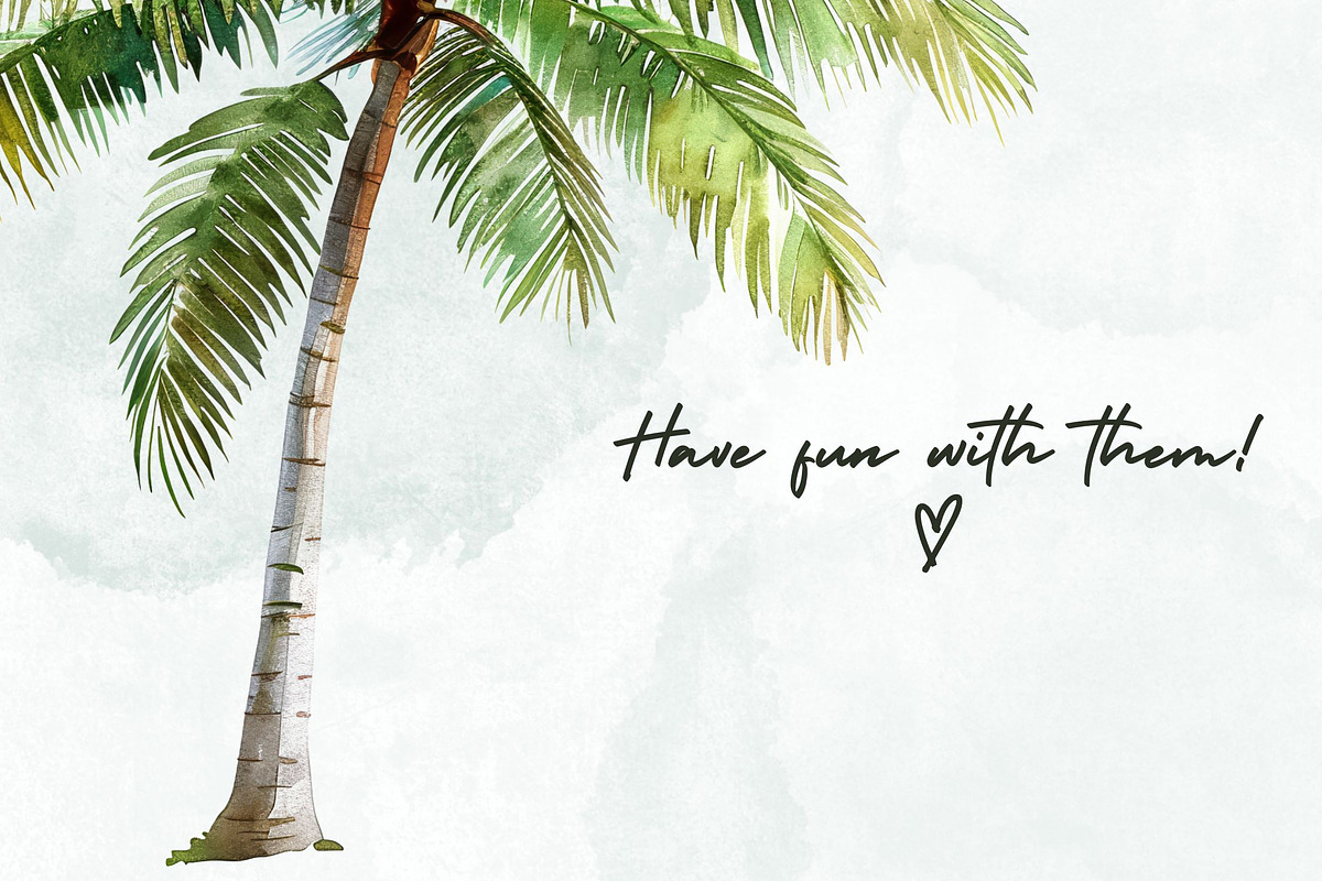 8 Palm Trees Watercolor Clipart, a Seasonal Illustration by Loony Dream Designs (Photo 7 of 7)