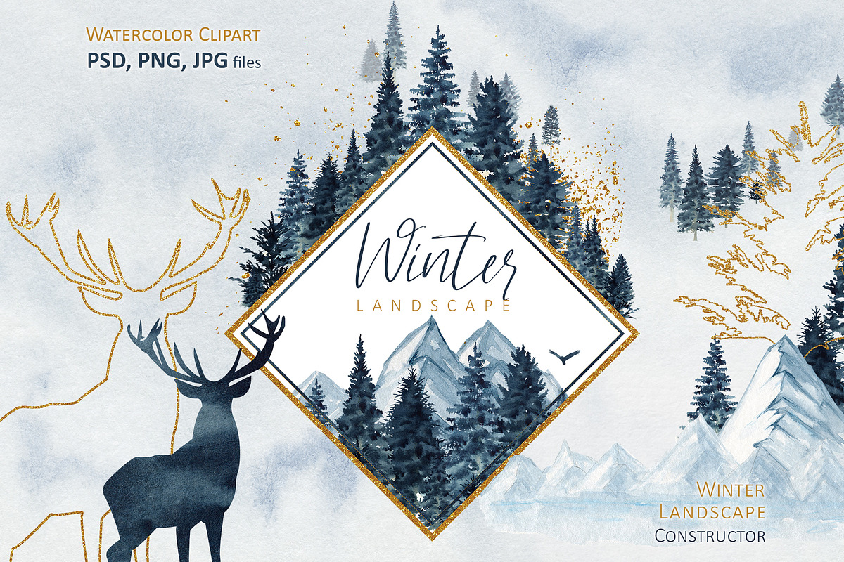 Winter Forest Mountain Gold, an Object Graphic by svetlanaARTdreams (Photo 1 of 16)