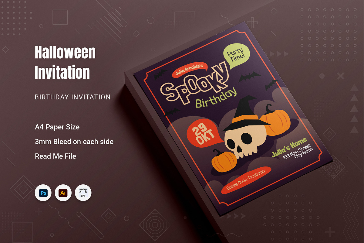 Halloween Birthday Invitation, an Invitation Template by Fannan Studio (Photo 1 of 2)