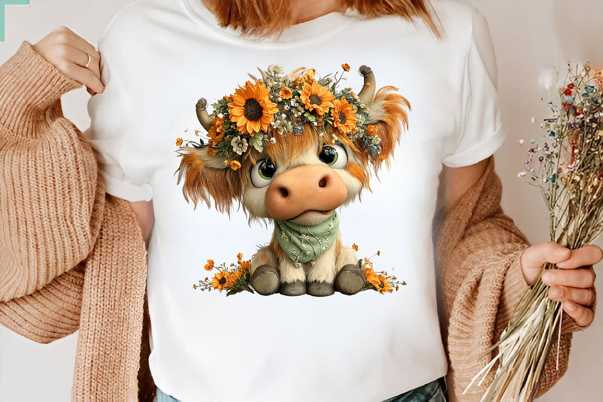 Whimsical Summer Highland Cow Clipar, an Illustration by CreationArt (Photo 4 of 7)