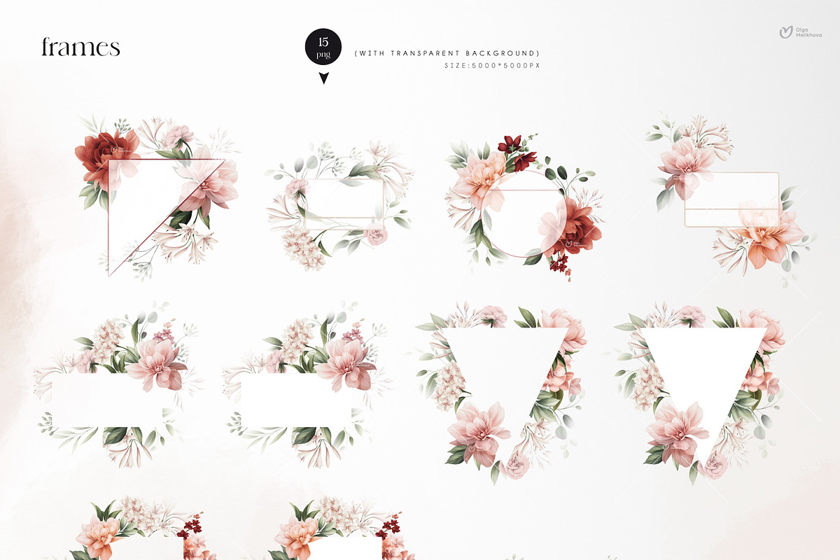 Flowers collection, floral clipart, an Illustration by ollalya (Photo 6 of 14)