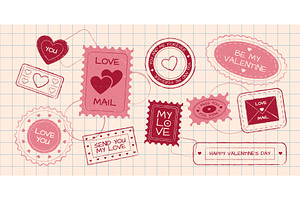 Valentine love stamp collection, an Illustration by art PVP - market