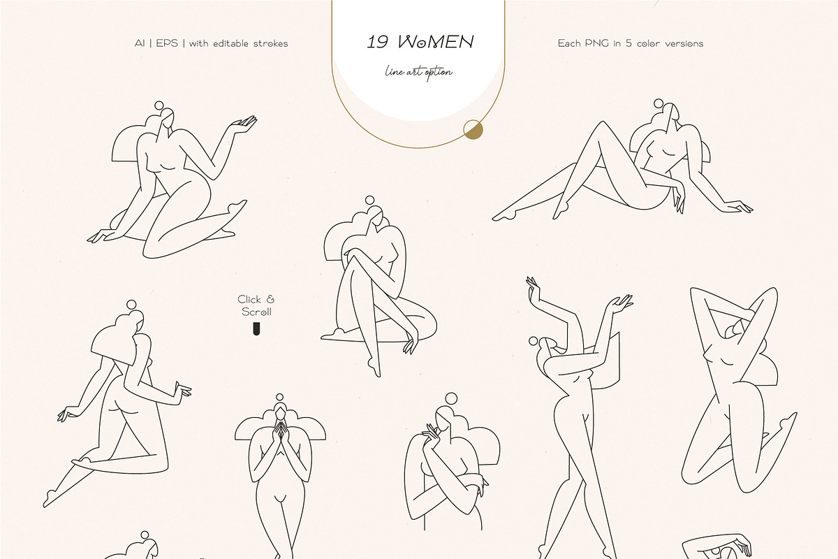 FORMS of BEAUTY Line Art Collection, a Person Illustration by Acierto Studio (Photo 4 of 19)
