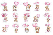 Valentine's Day Teddy Bear Balloons, an Illustration by DreamArtGraphic (Thumbnail 4 of 4)