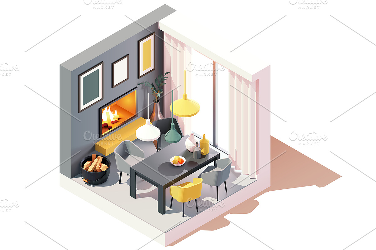 Vector isometric rooms, a Decorative Illustration by tele52 (Photo 16 of 23)
