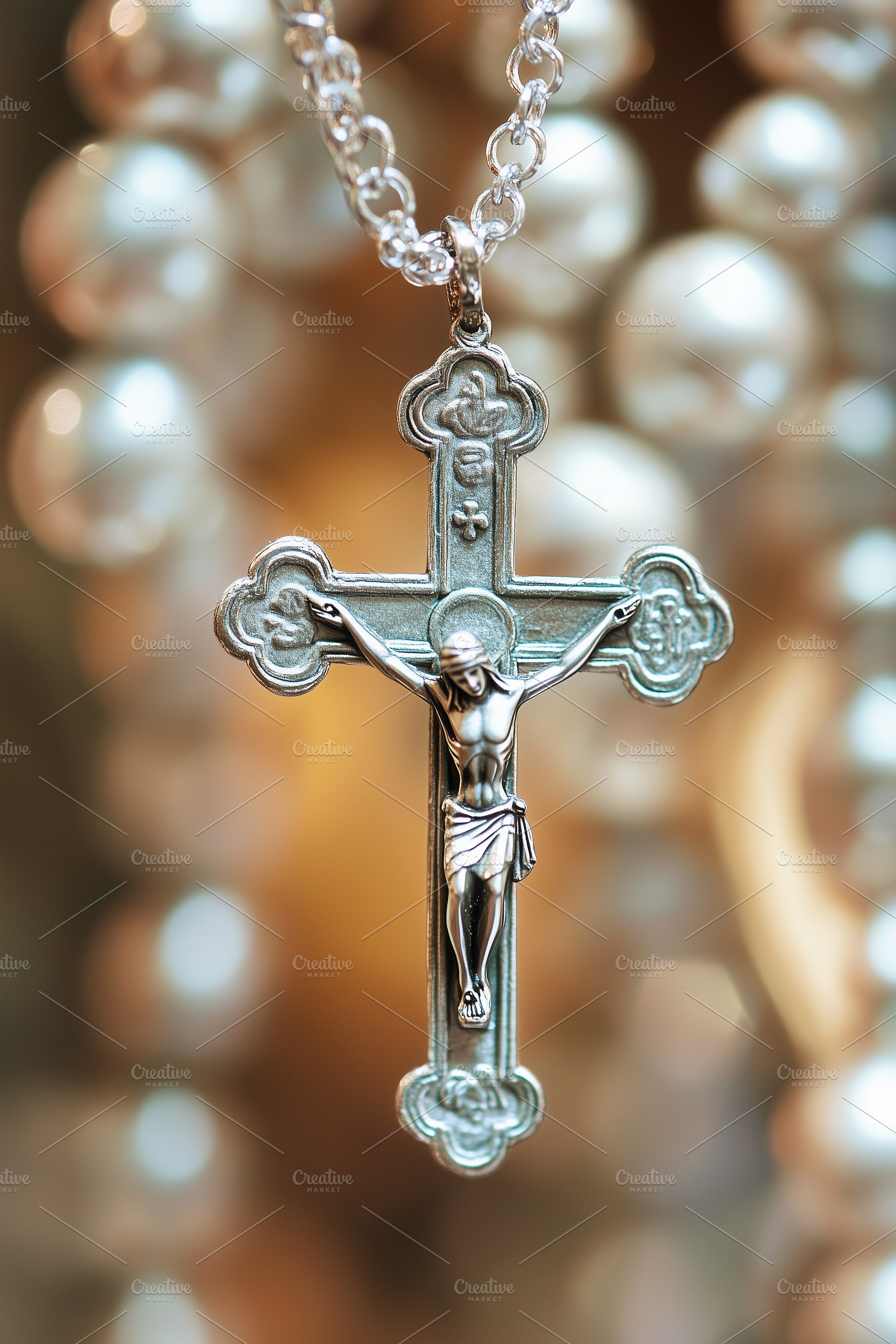 Crucifix on pearl rosary, a Wallpaper Photo by MistyDay