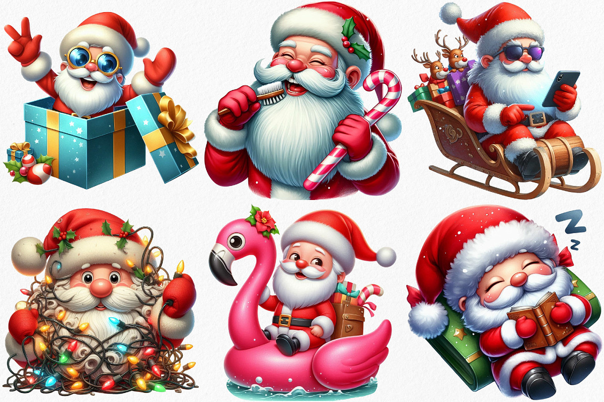 Watercolor Funny Santa Claus Clipart, an Illustration by Canvas Craft (Photo 3 of 8)