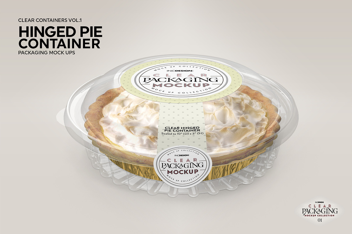Clear Hinged Pie Container Mockup, a Cups & Container Mockup by INCDesign (Photo 4 of 8)