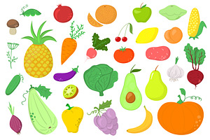 Set of fruits and vegetables