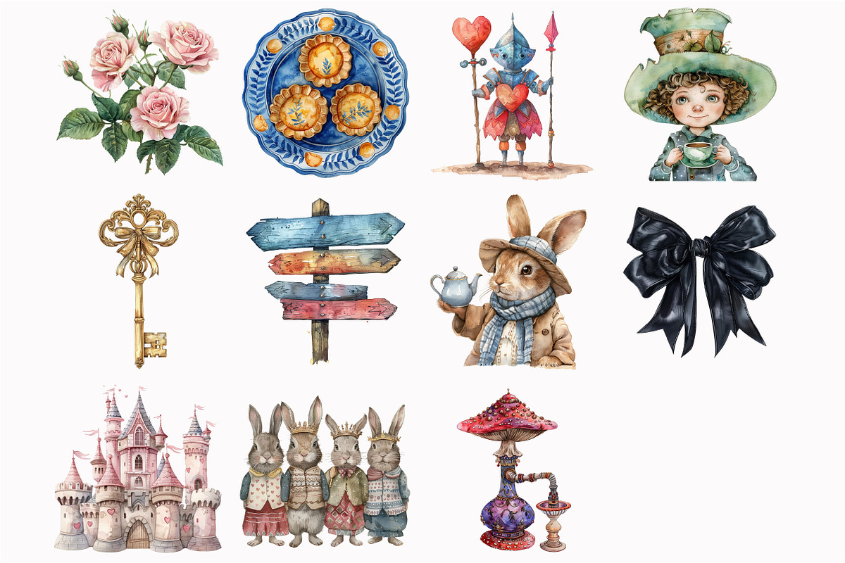 Alice in Wonderland Clipart, an Illustration by Design Market (Photo 4 of 4)