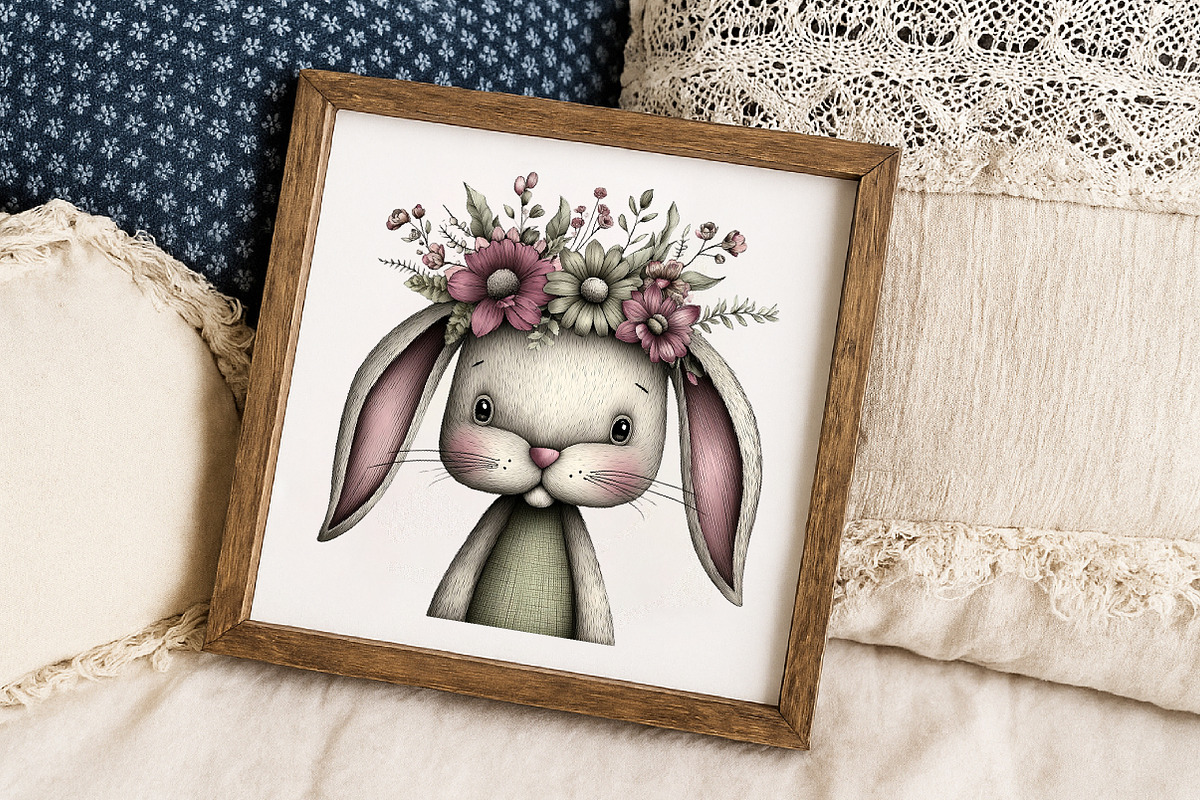 Whimsical Garden Bunny Clipart Set, an Illustration by Libby Wishes (Photo 6 of 7)